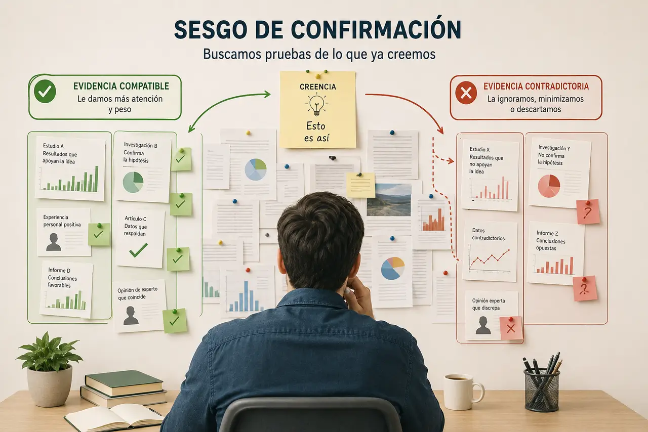 Representación del sesgo de confirmación mediante la selección de evidencias compatibles con una creencia previa